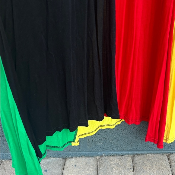 Black, Green, Yellow and Red, Backless, Deep V Maxi Dress. Large - Picture 5 of 16